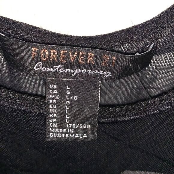 Forever 21 Black Sheer Bodysuit L Snap Closure Nylon/Spandex Stretch Contemporar - Picture 2 of 8